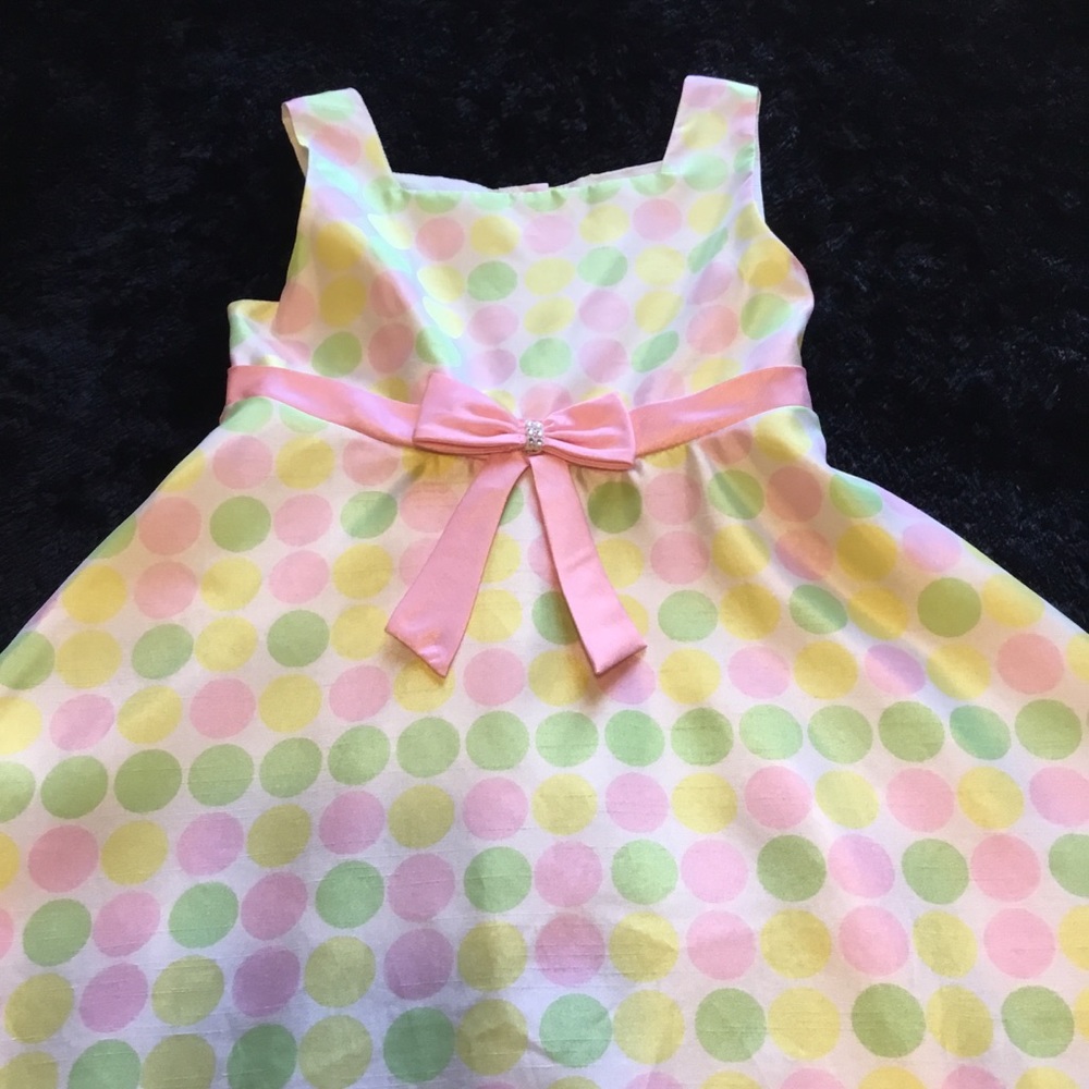 Youngland Sz 8 Dress, Pink & Green Polkadots, EUC